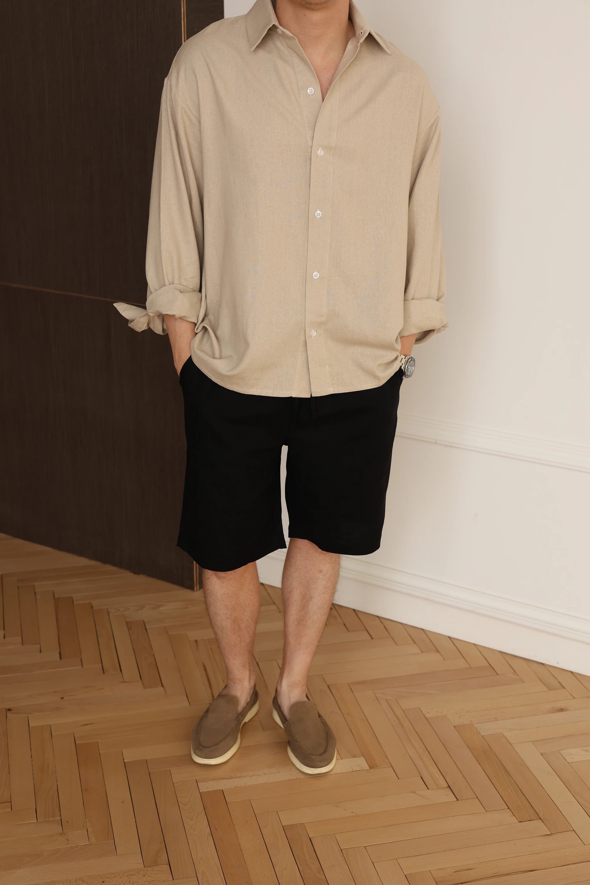 Лляні шорти Morning Star Linen Summer relaxed-fit black