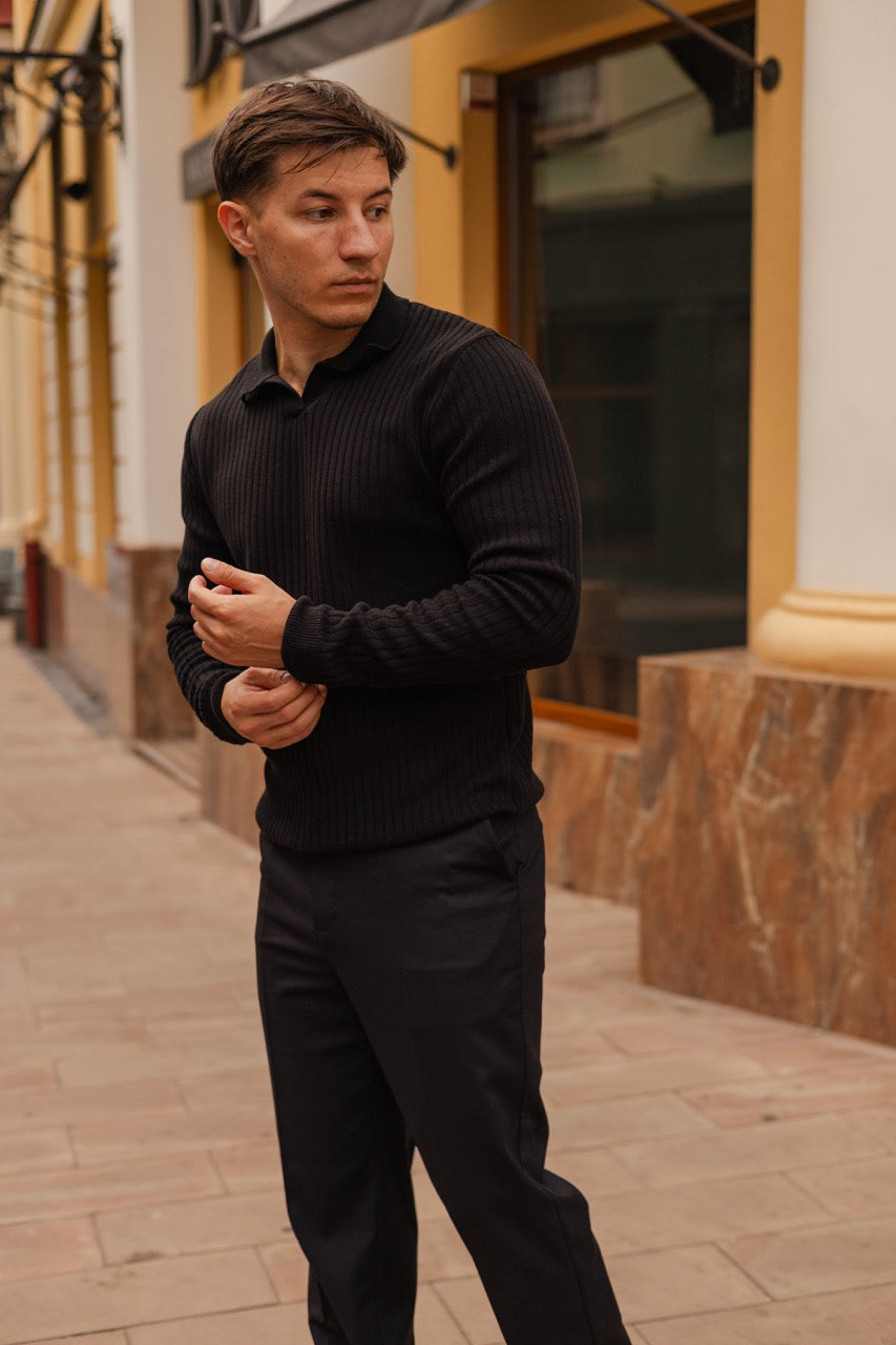 Long Sleevee Polo Morning Star Black - Morning Star