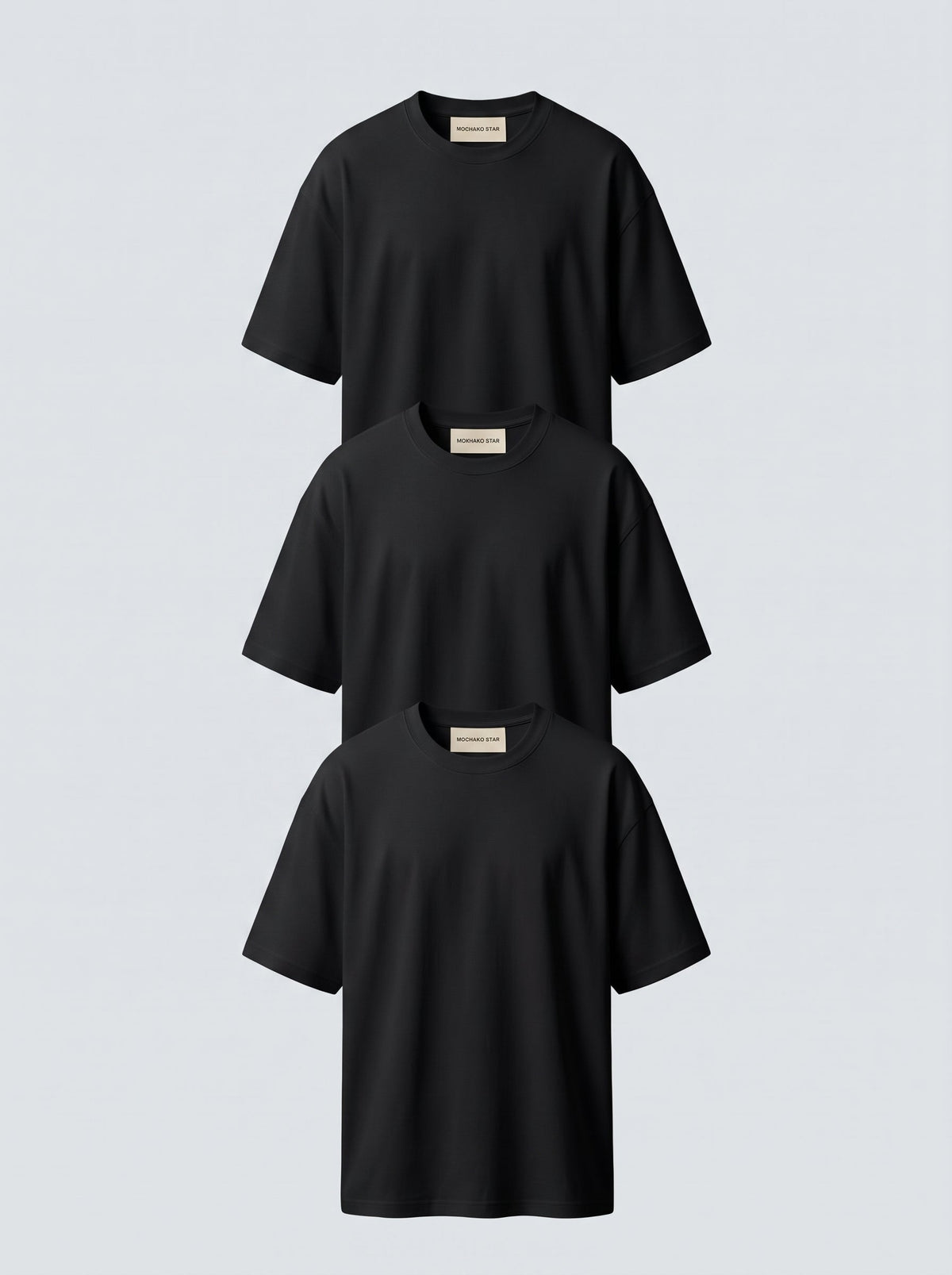 Комплект з 3 чорних оверсайз футболок Basic MS World - Morning Star